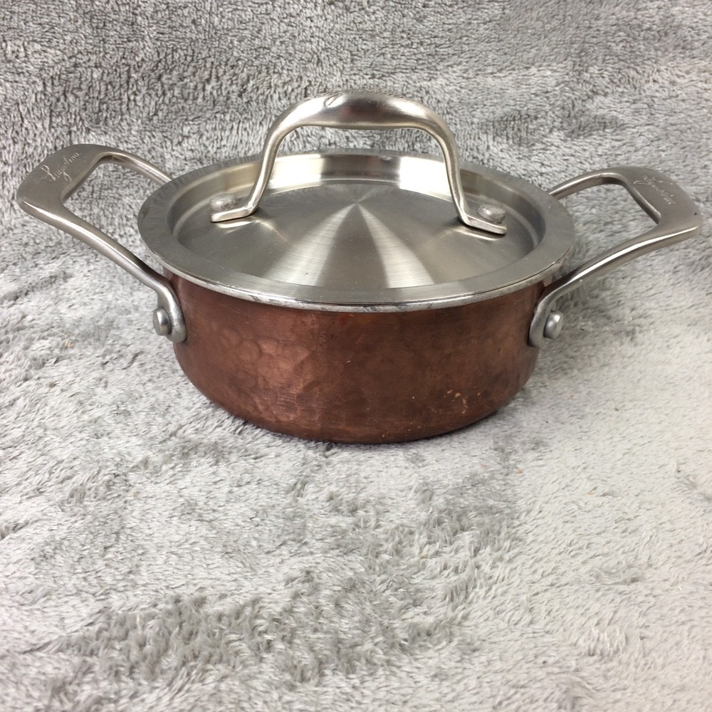 Lagostina 0.6L Hammered Copper Saucepan Stainless 12cm Casserole Cookware w Lid